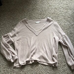 V-Neck Waffle Knit Sweater